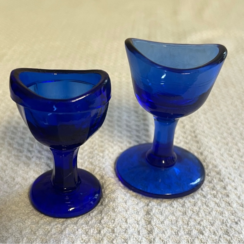 Vintage Maryland Glass Cobalt Blue Eyewash Cups - Set of 2 (Circle M Mark) on 1